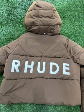 Rhude Brown Cropped Puffer Jacket
